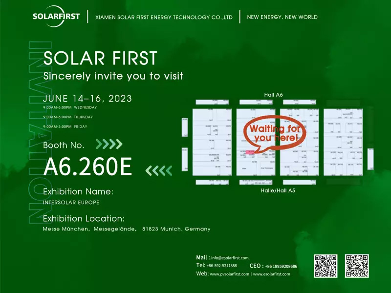 Invitación a la exposición: ¡Solar First te espera en Intersolar Europe 2023!