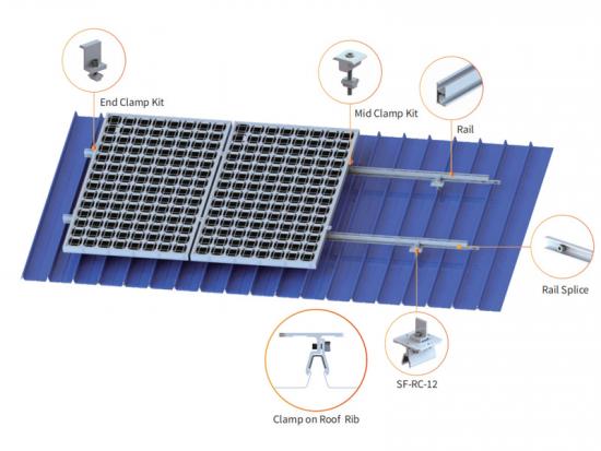 sistema de montaje solar de techo metálico klip lok