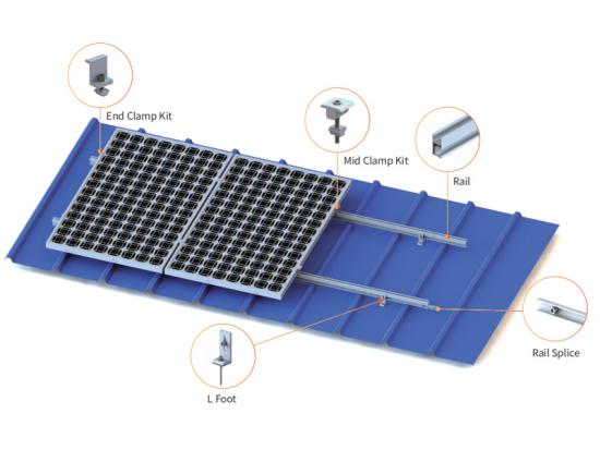 l soporte de pie para sistema de montaje de techo de chapa solar