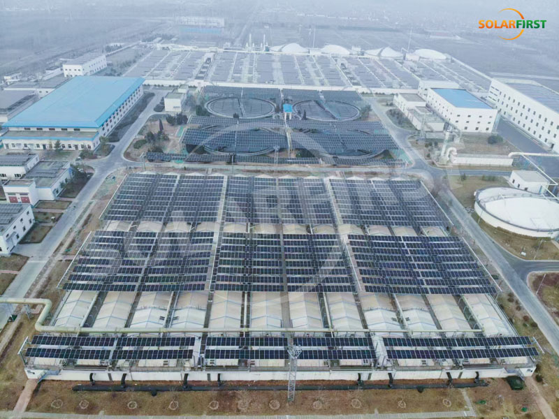 Zibo Shandong 1.9MWp Sistema de montaje flexible - Proyecto de planta de eliminación de aguas residuales
